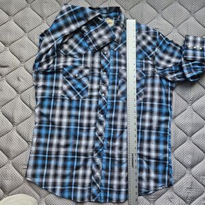 Wrangler Pearl Snao Blue White And Black‎ Plaid Shirt Size Large